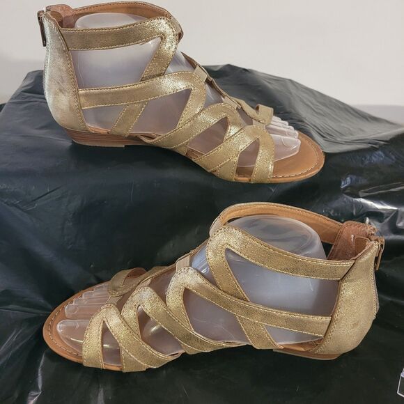 Cloudwalkers Gina Gold Metallic Sandals Galdiator Womens Sz 8 Zip Back - Picture 2 of 11